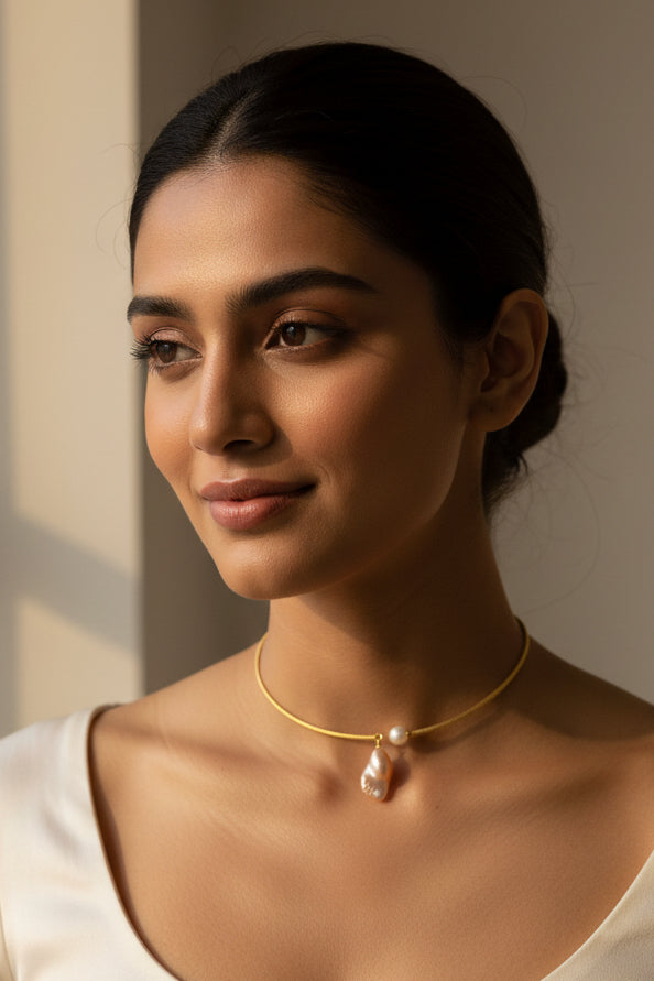 Gold necklace baroque hasli