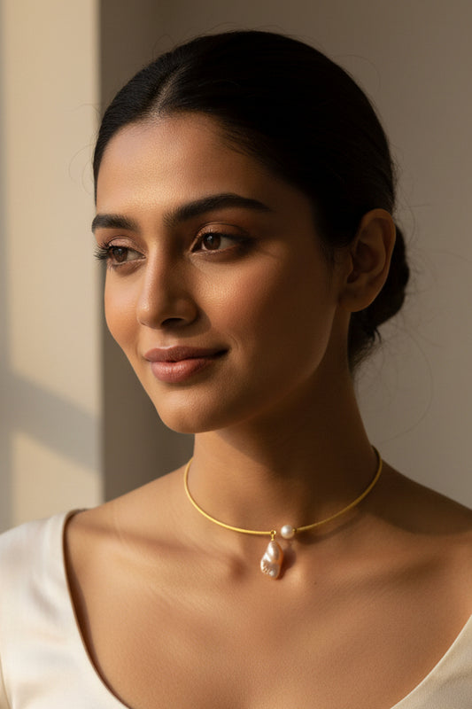 Gold necklace baroque hasli