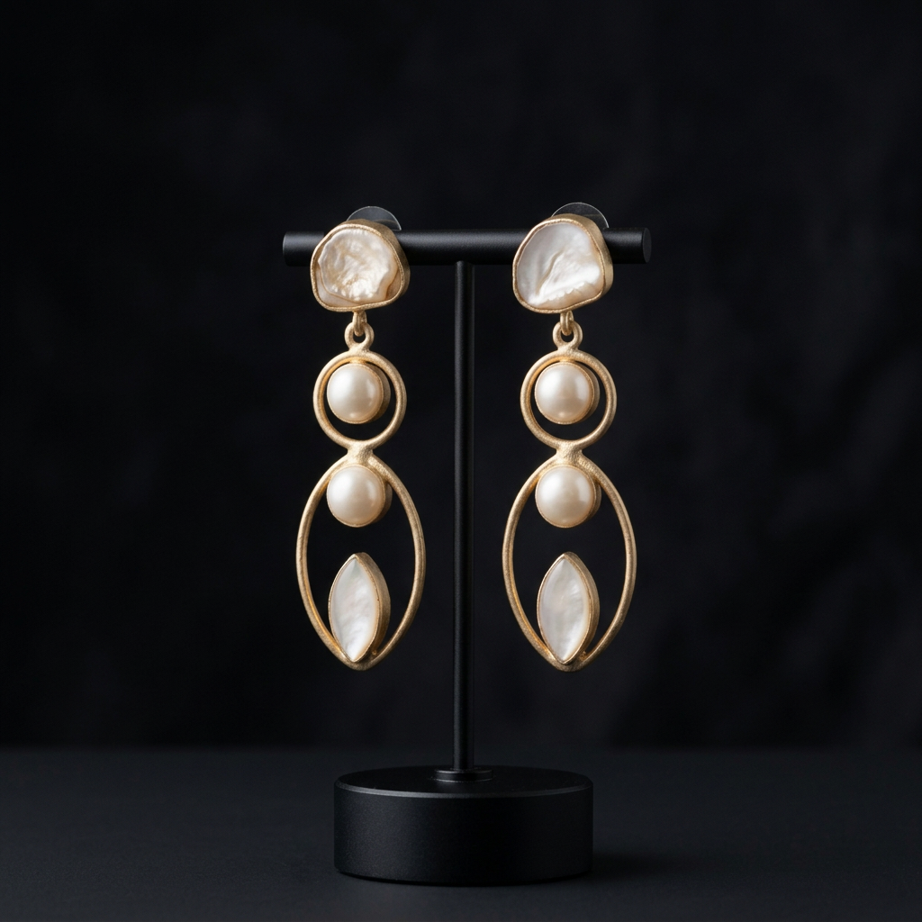 Pearl & MOP Long Dangler Earrings
