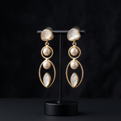 Pearl & MOP Long Dangler Earrings