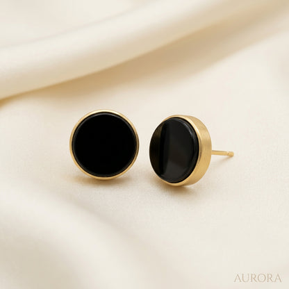 Golden brass natral stone stud earrings for dailywear