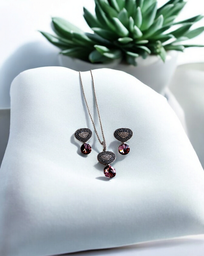 SILVER JIYA ZIRCONIA PENDENT SET