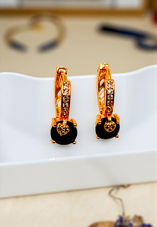 GOLD BLACK DROP EARRINGS