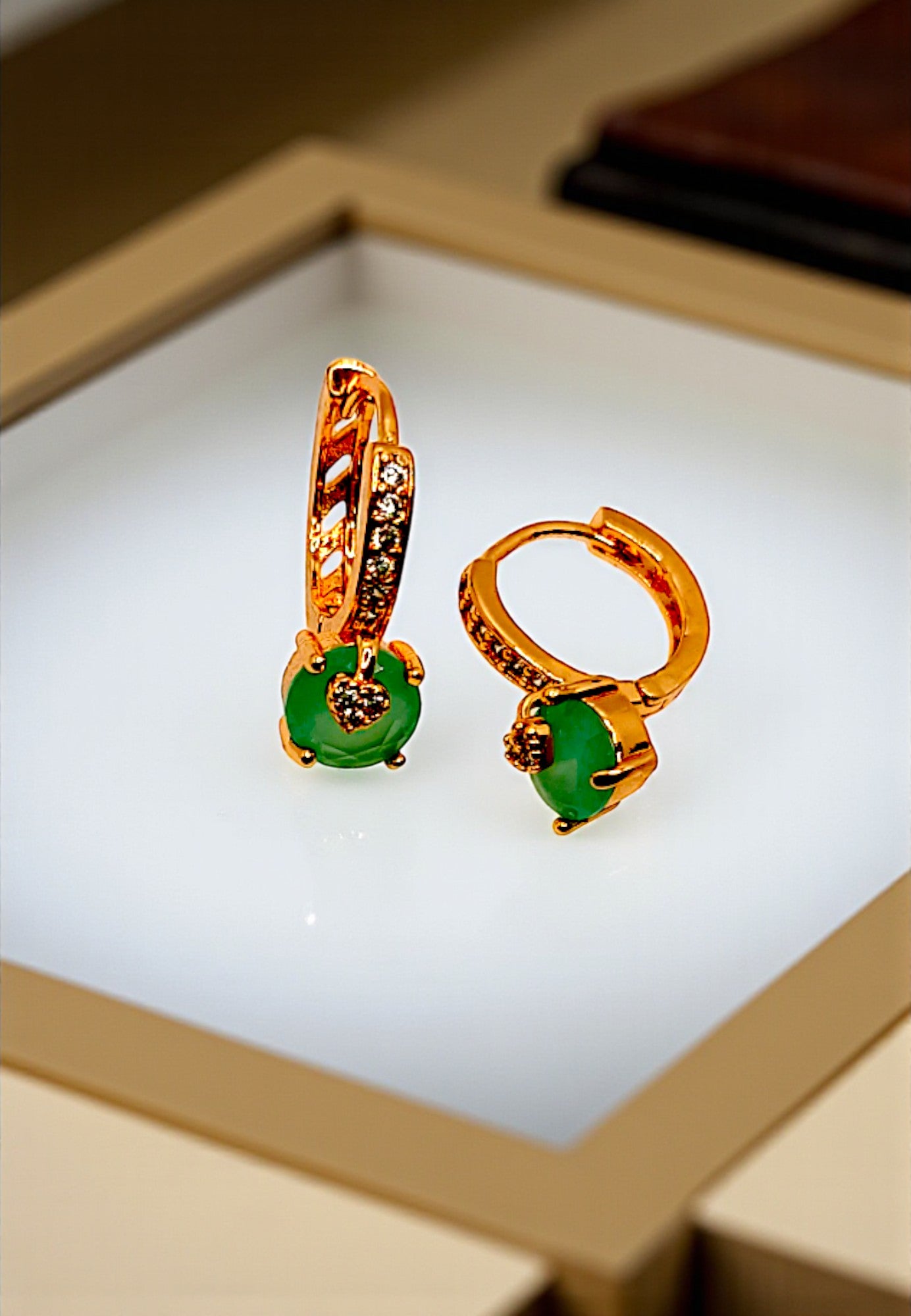 GOLD MINT DROP EARRINGS