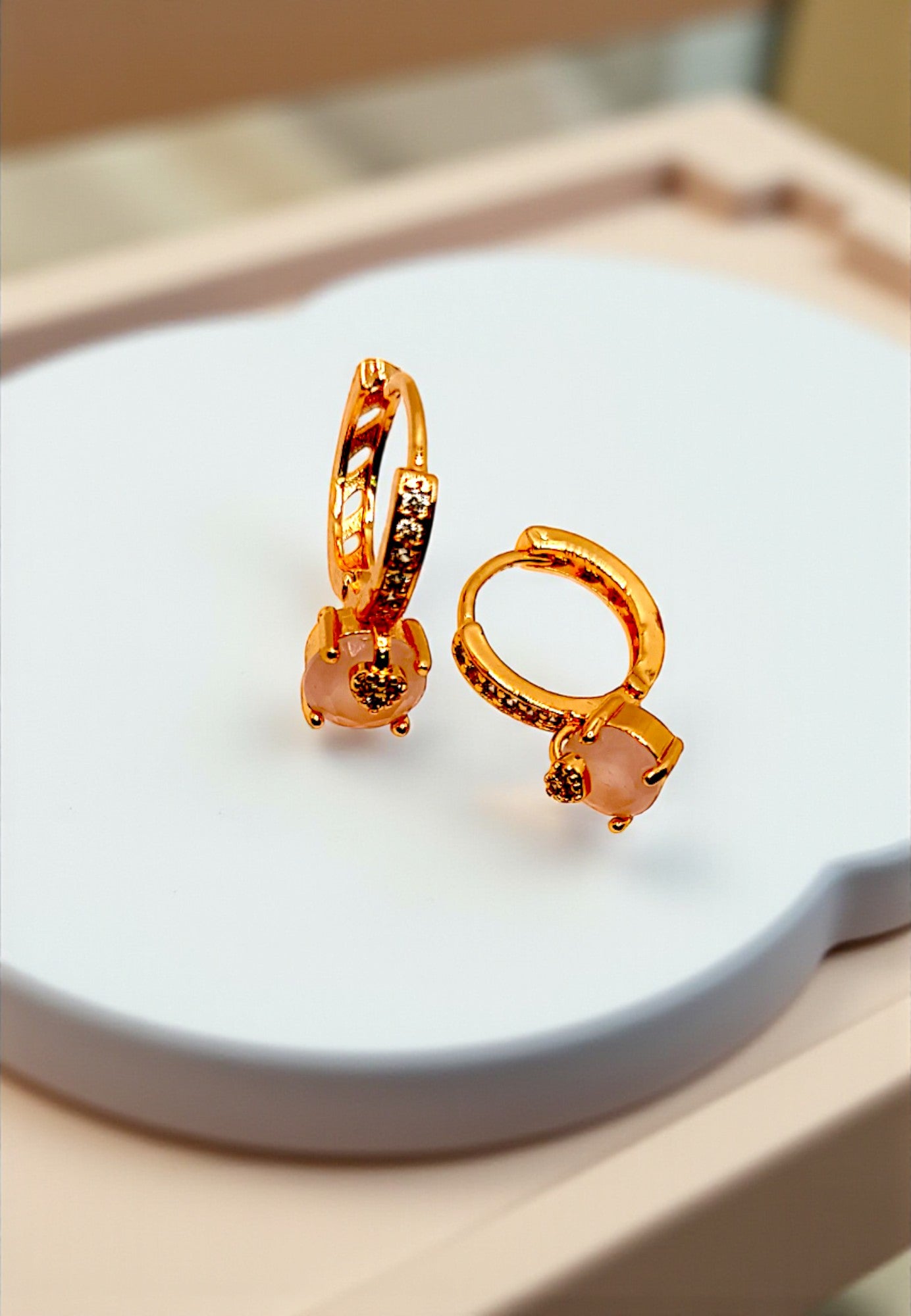 GOLD PEACH DROP EARRINGS