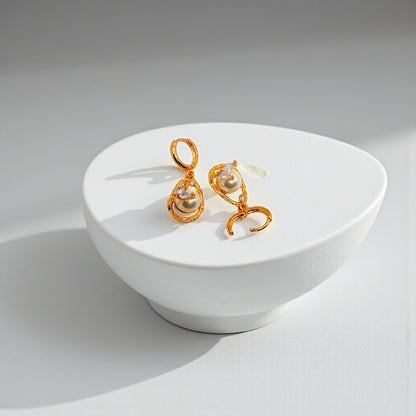 GOLD  PEARL DROP EARRINGS